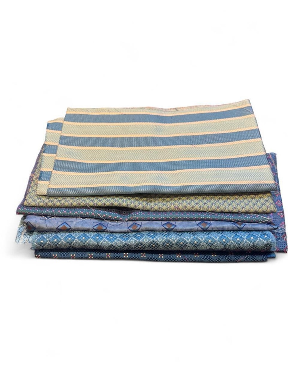 7pc bundle lot turquoise blue green 100% Italian silk fabric remnants